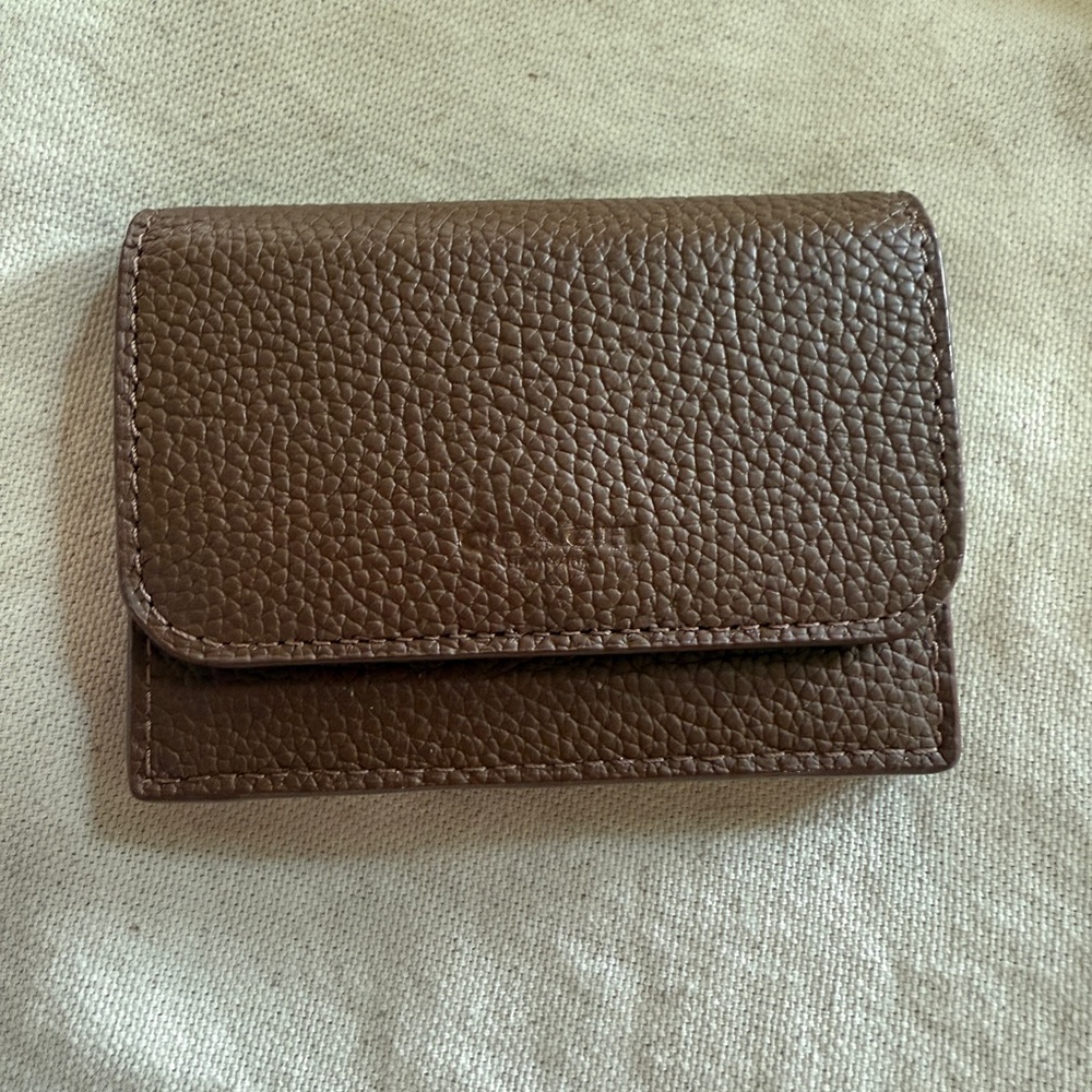 Coach Pebbled Brown Leather Card Holder wallet